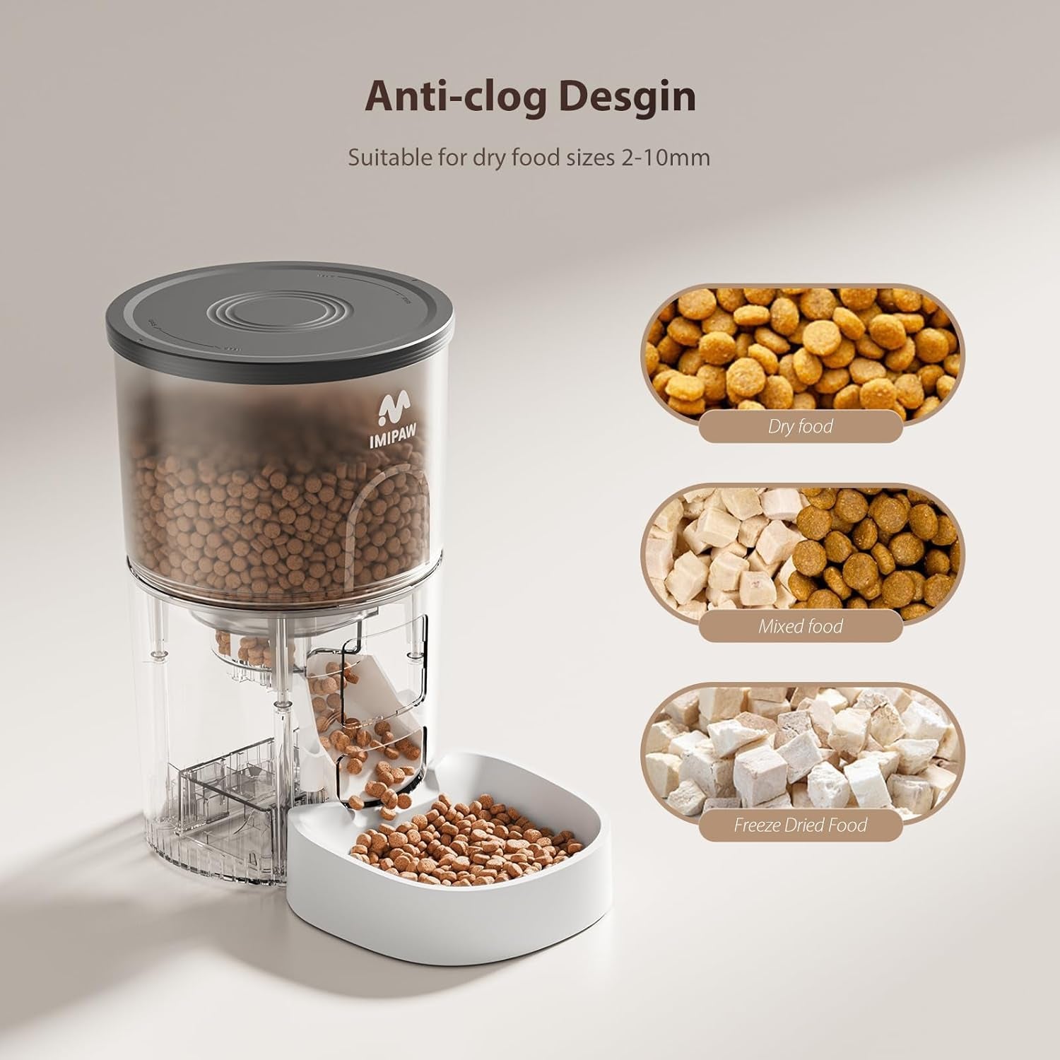Automatic Cat Feeders, 3L Timed Cat Dry Food Dispenser, Dual Power Supply, Programmable Portion Size, Auto Pet Feeder for Cats and Small Dogs